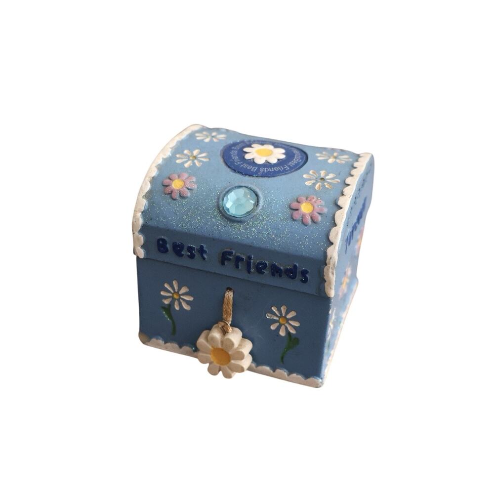 Vintage Claire's 2000 Best Friends Forever Daisy Blue Trinket Box y2k Nostalgia